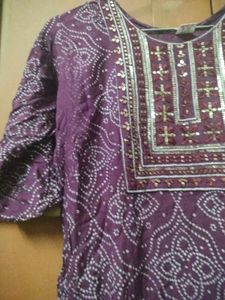 Elegant Purple Bandhani Kurta