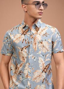 HIGHLANDER Men Green & Beige Slim Fit PrintedCasua