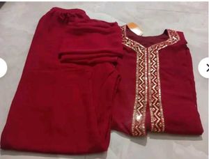 Elegant Red Anarkali Suit With🎁Freebie