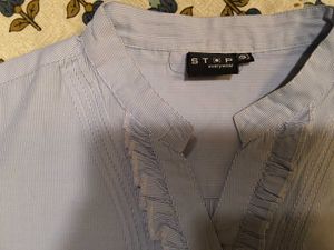 White And Blue Striped Formal Wear