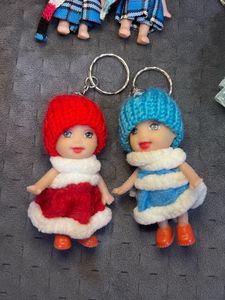 Set Of 6 Doll Keychains