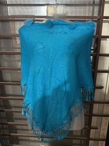 Blue Fringed Shawl