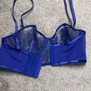 SAVAGE X FENTY RIHANNA BUSTIER BLUE BRA TOP