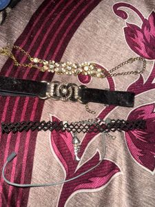 2 Black Chokers 1 Bracelet