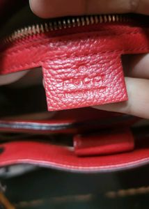 Gucci Bamboo Red Leather Handbag