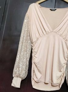 Nude Color Partywear Top For 34 Bust