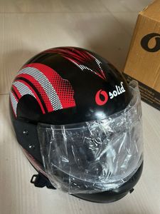 Solid Motorcycle Helmet - Black &amp; Red