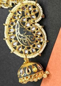 Beautiful Grey Meenakari Kundan Earrings