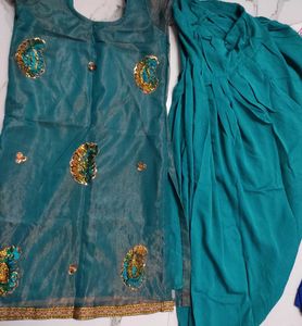 Teal Embellished Salwar Kameez Suit