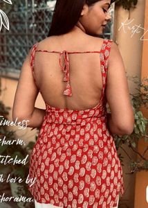 Red Paisley Kurti Stiched