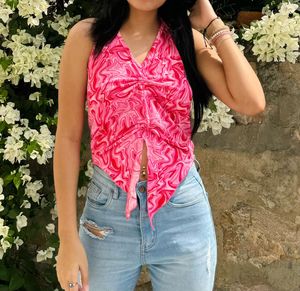Pink Swirl Halter Top
