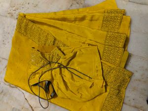 Elegant Yellow Saree with Blouse