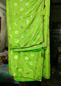 Parrot Green Soft Silk Saree.