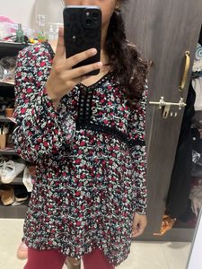 Floral Print Long Sleeve Dress/TOP