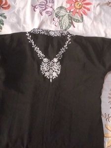 Embroidered Black Kurta