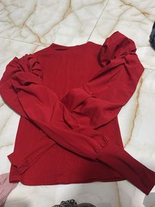 Red Puff Sleeve Top