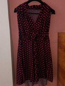Pink Polka Dotted Black Dress