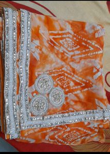 Beautiful Textured Beads Work Saree