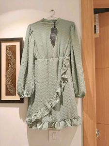 Sage Green Ruffle Mini Dress