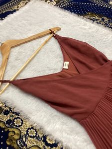 Branded Wrap Pleated Dress