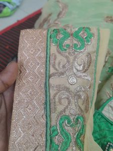 Elegant Green Embroidered Saree
