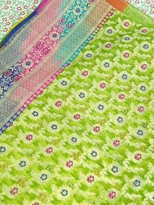 ✨ Vibrant Green &amp; Multicolor Banarasi Saree ✨
