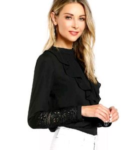 Elegant Black Ruffle Top