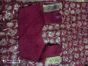 zari work red saree ( only one time wear)