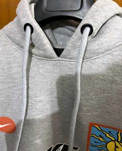 NIKE AIR LIGHT GREY MARL GRAPHIC HOODIE L(42)