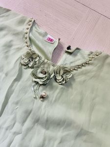 Elegant Sage Green Butterfly Sleeve Top