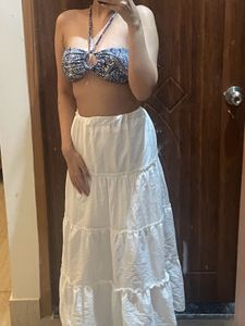 Bikini Top and White Skirt Set