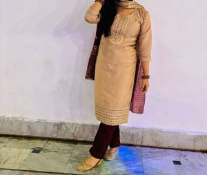 Elegant Beige Embroidered Salwar Suit
