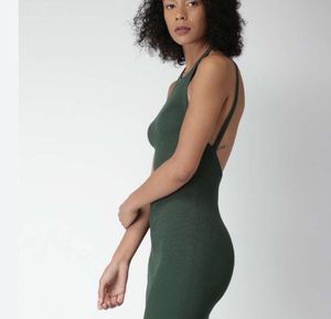 Green Ribbed Halter Dress