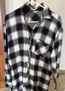 Checked Black Longline Shirt