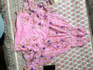 Pink Colour Dress With Shrug