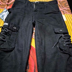 Jet Black Cargo Pant For Women And Men