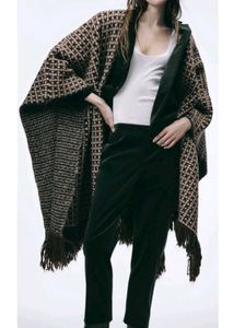 ZARA Limited Edition Houndstooth Fringe Poncho