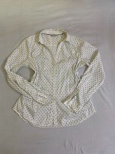 H&M White Polka Dot Shirt Size S