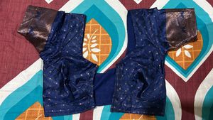 Elegant Navy &amp; Gold Brocade Fabric