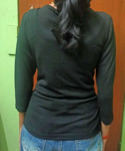 black lace detail square neck top