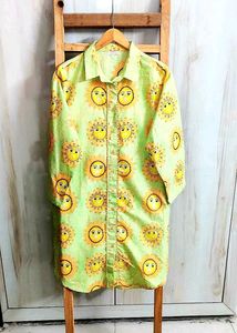 Funky Sun Print Shirt Dress Size-42-44
