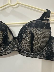 Pretty Cat Black Lace Padded Bra, Bust- 34 C/D