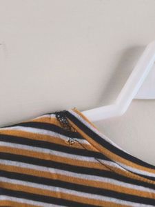 Zara Tshirt Stripes Yellow White Black