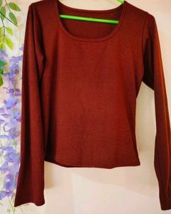 brown Long Sleeve Top