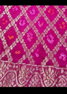 Beautiful Pink Bandhani Saree