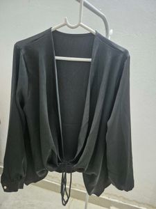 Elegant Black Wrap Top