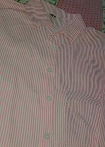 Pink Crop Striped Button-Down Shirt