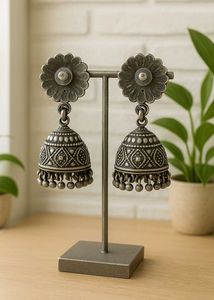 Oxidized Jhumka Earrings