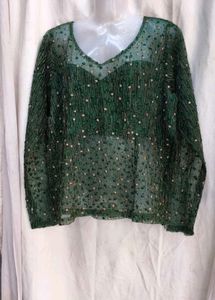I. Green Embellished Top