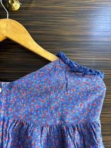 Halter Neck Floral Blue Top